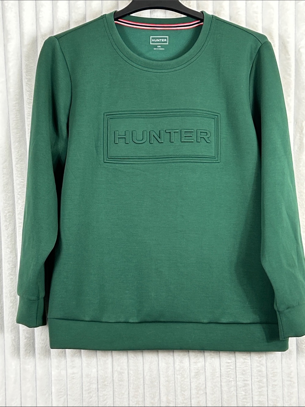 Hunter Forest Green Embossed Logo Crewneck sweatshirt size XXL